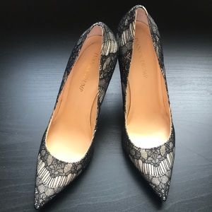 Ivanka Trump gold lace heels. Size 9.